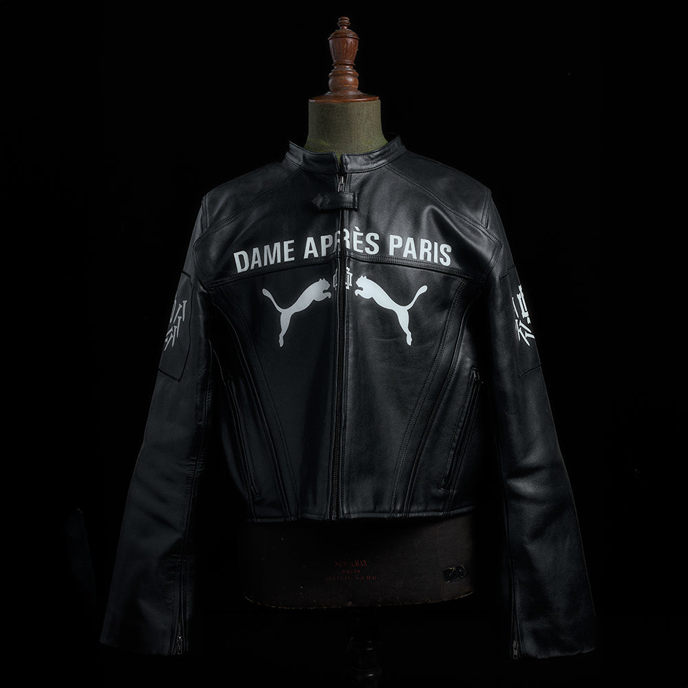 Chaqueta de cuero negra PUMA x DAME APRÈS PARIS, objeto del sorteo