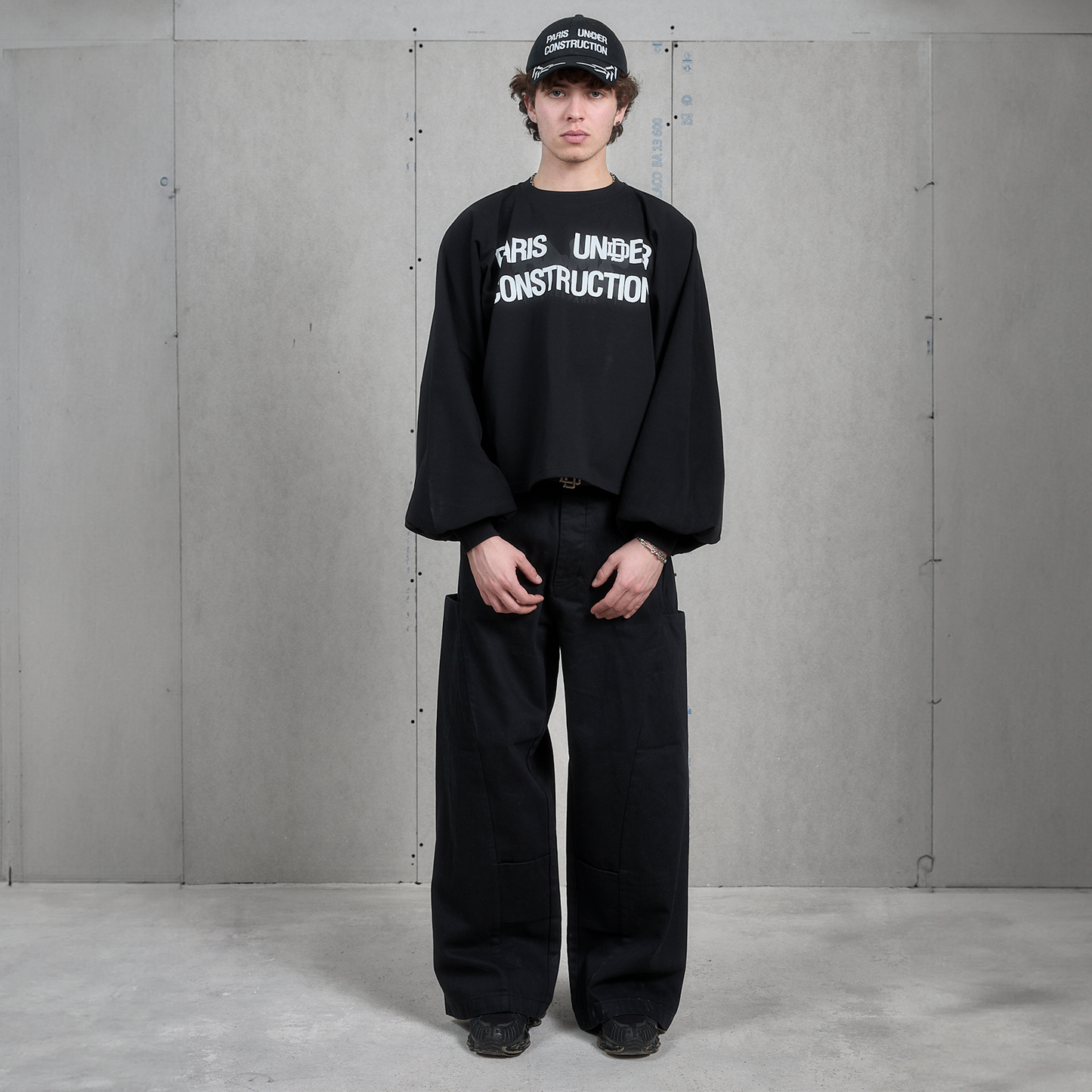 PARIS UNDER CONSTRUCTION BLACK UNIFORM LS TSHIRT