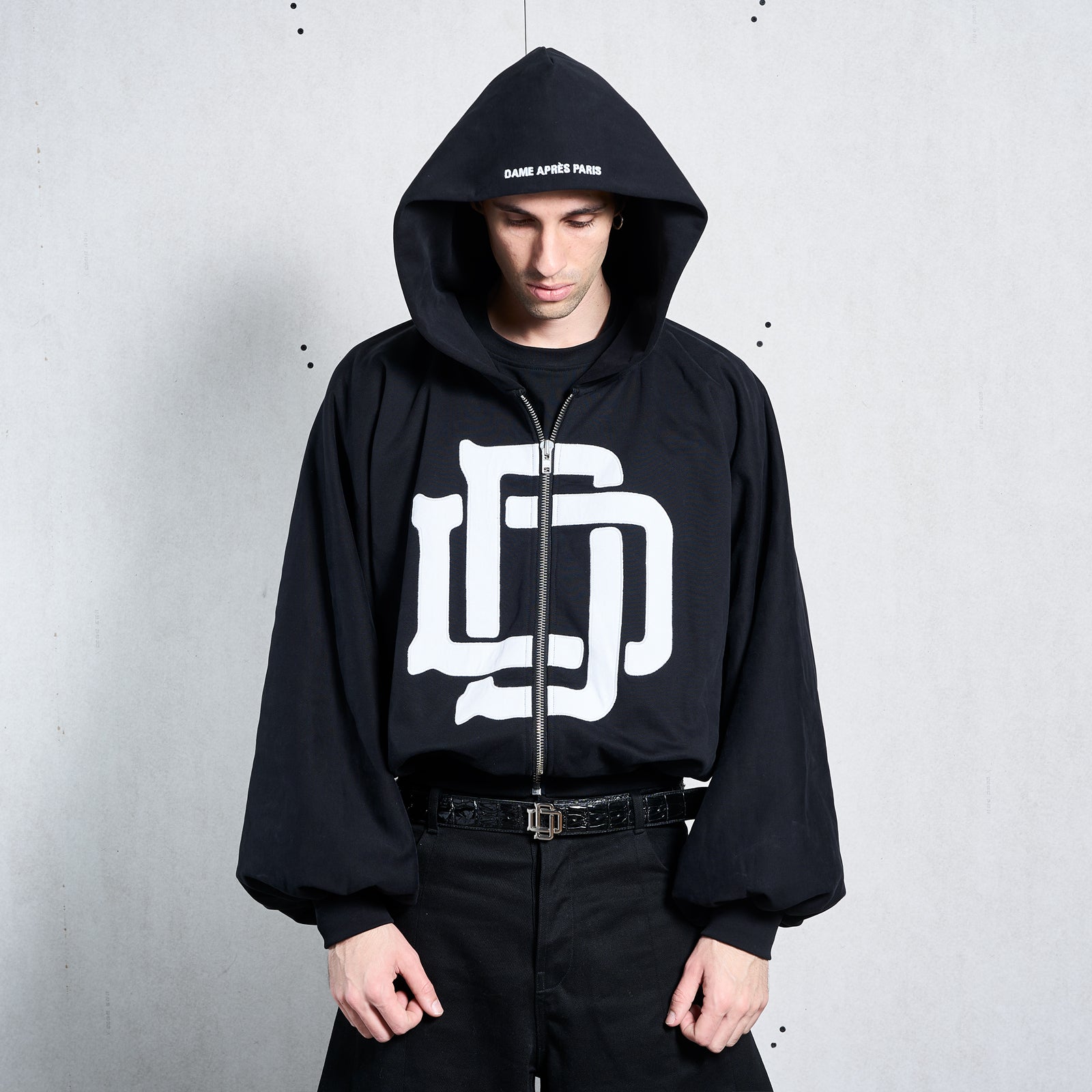 BLACK MONOGRAM ZIPPER