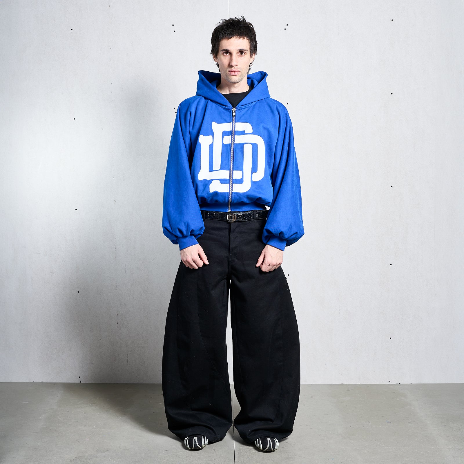 BLUE MONOGRAM ZIPPER