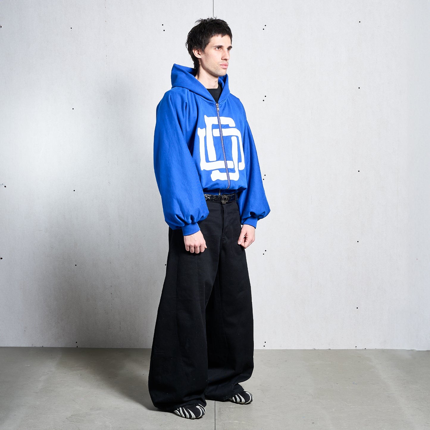 BLUE MONOGRAM ZIPPER