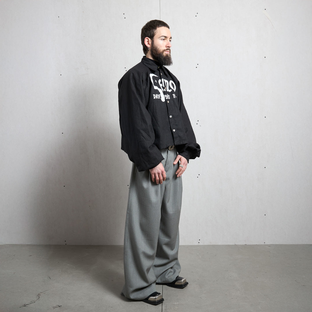 GRAY TRIPLE PLEAT PANT