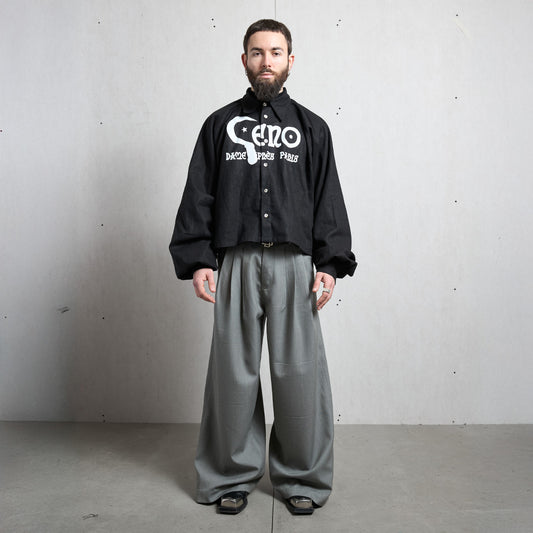 GRAY TRIPLE PLEAT PANT