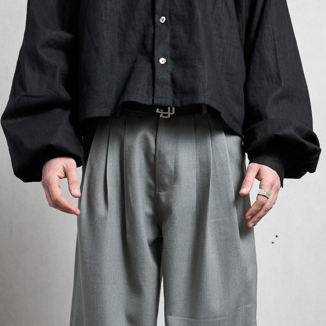 GRAY TRIPLE PLEAT PANT