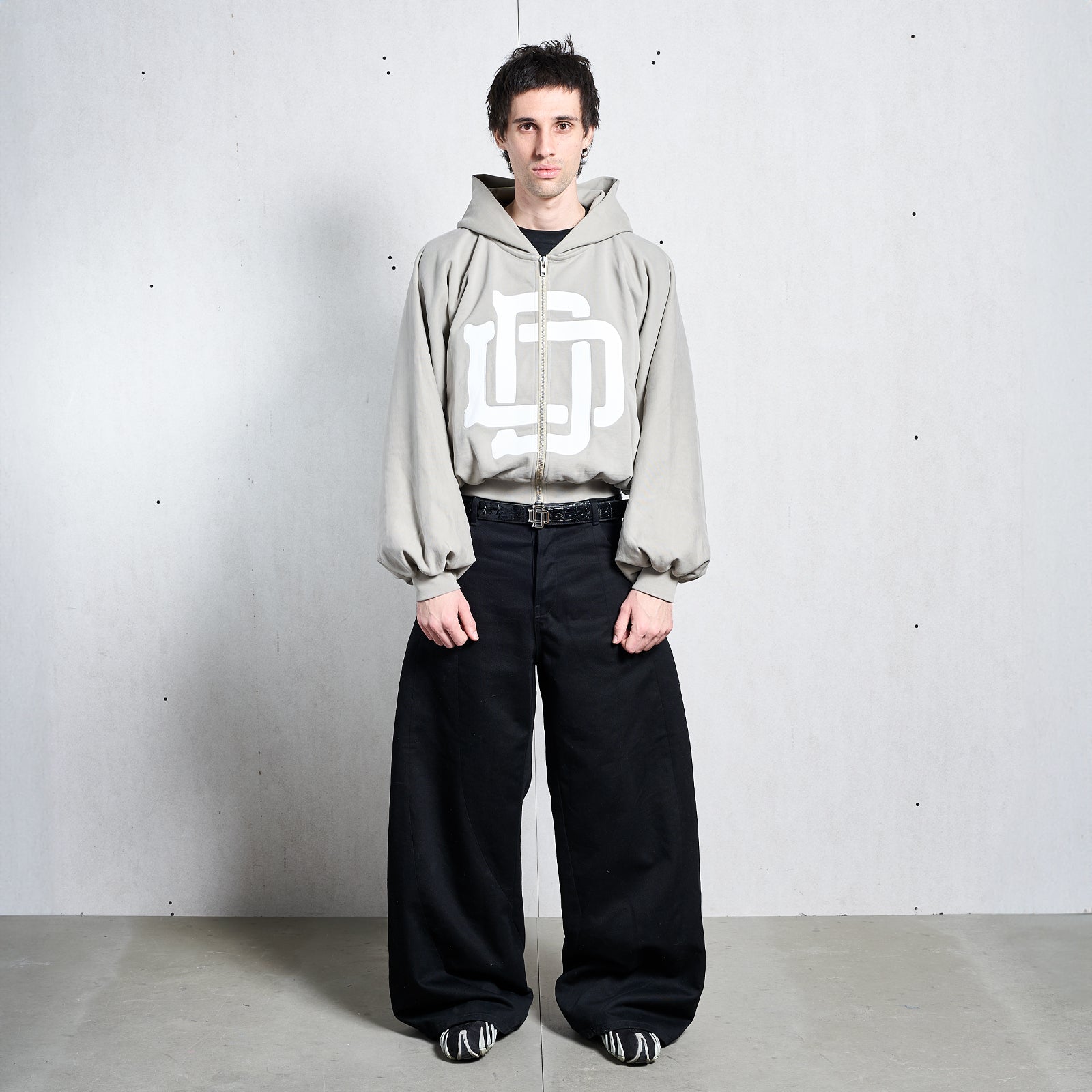 GREY MONOGRAM ZIPPER