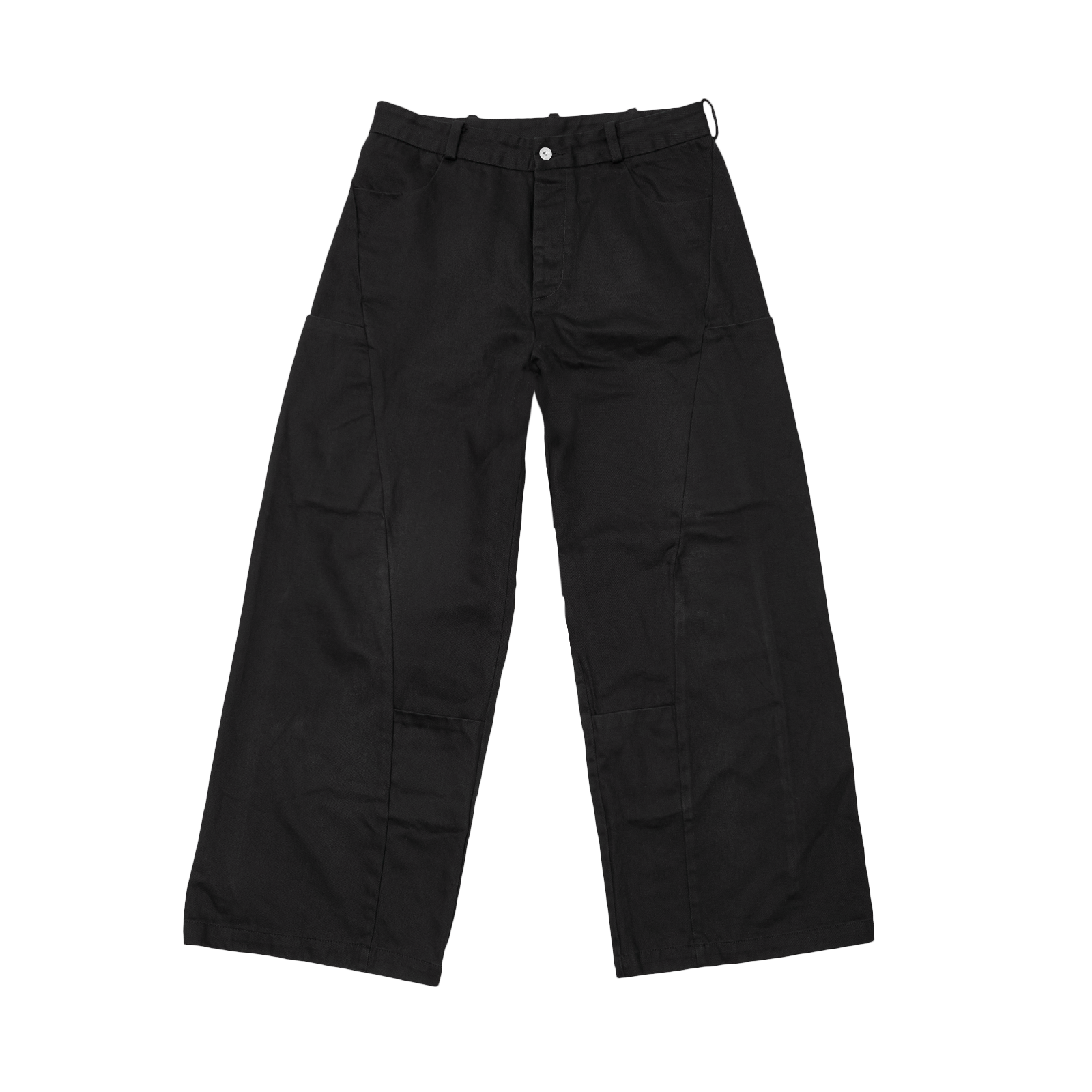 Pantalón cargo negro de pernera muy ancha con bolsillos de parche